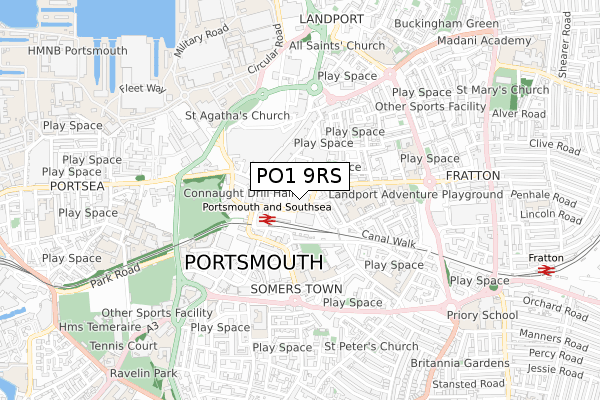 PO1 9RS map - small scale - OS Open Zoomstack (Ordnance Survey)