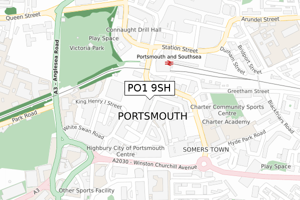 PO1 9SH map - large scale - OS Open Zoomstack (Ordnance Survey)