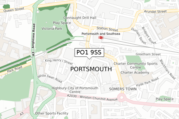 PO1 9SS map - large scale - OS Open Zoomstack (Ordnance Survey)