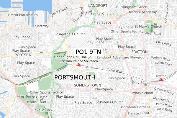 PO1 9TN map - small scale - OS Open Zoomstack (Ordnance Survey)