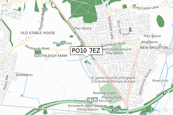 PO10 7EZ map - small scale - OS Open Zoomstack (Ordnance Survey)