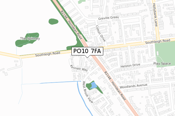 PO10 7FA map - large scale - OS Open Zoomstack (Ordnance Survey)
