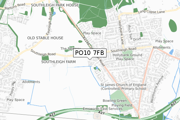 PO10 7FB map - small scale - OS Open Zoomstack (Ordnance Survey)