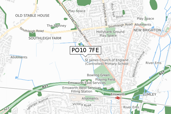 PO10 7FE map - small scale - OS Open Zoomstack (Ordnance Survey)