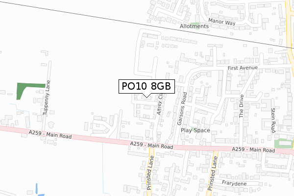 PO10 8GB map - large scale - OS Open Zoomstack (Ordnance Survey)
