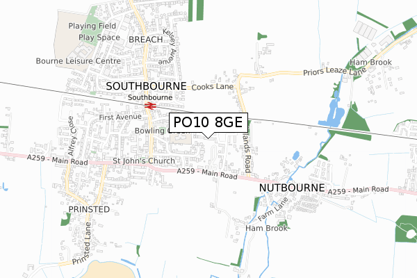 PO10 8GE map - small scale - OS Open Zoomstack (Ordnance Survey)