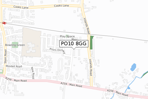 PO10 8GG map - large scale - OS Open Zoomstack (Ordnance Survey)