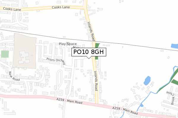 PO10 8GH map - large scale - OS Open Zoomstack (Ordnance Survey)