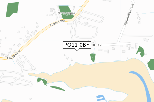PO11 0BF map - large scale - OS Open Zoomstack (Ordnance Survey)