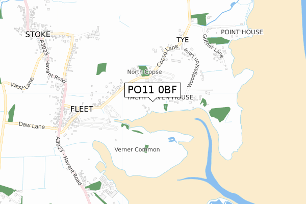 PO11 0BF map - small scale - OS Open Zoomstack (Ordnance Survey)