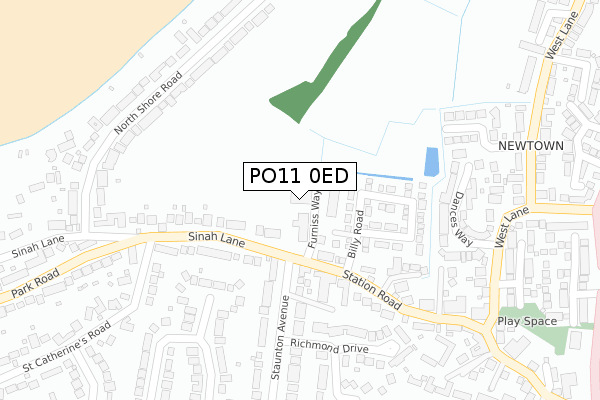 PO11 0ED map - large scale - OS Open Zoomstack (Ordnance Survey)