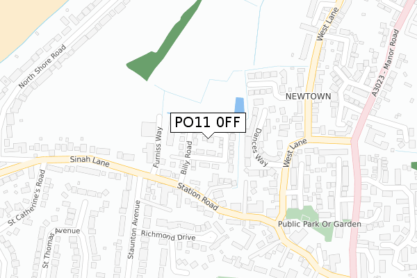 PO11 0FF map - large scale - OS Open Zoomstack (Ordnance Survey)