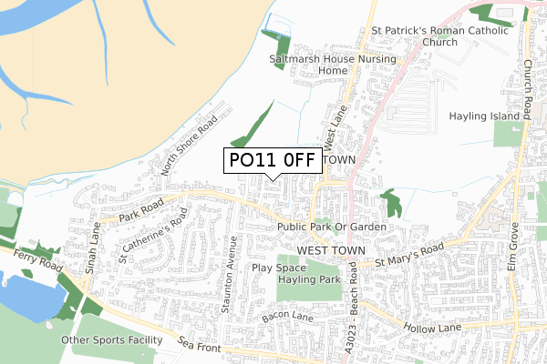 PO11 0FF map - small scale - OS Open Zoomstack (Ordnance Survey)
