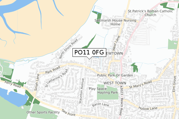 PO11 0FG map - small scale - OS Open Zoomstack (Ordnance Survey)