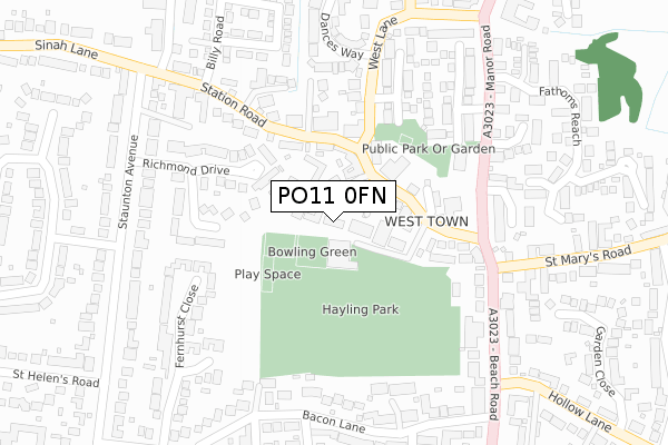 PO11 0FN map - large scale - OS Open Zoomstack (Ordnance Survey) PO11 0FN map - large scale - OS Open Zoomstack (Ordnance Survey)
