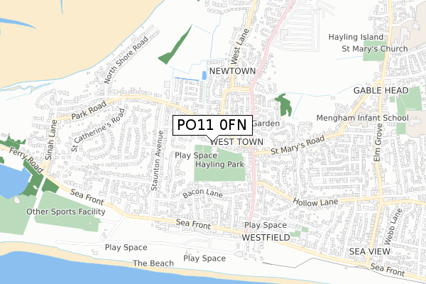 PO11 0FN map - small scale - OS Open Zoomstack (Ordnance Survey)