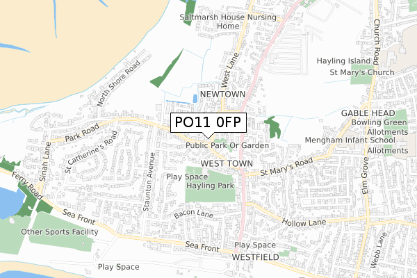 PO11 0FP map - small scale - OS Open Zoomstack (Ordnance Survey)