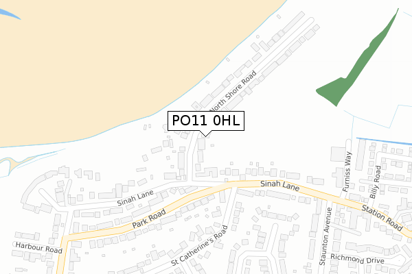 PO11 0HL map - large scale - OS Open Zoomstack (Ordnance Survey)
