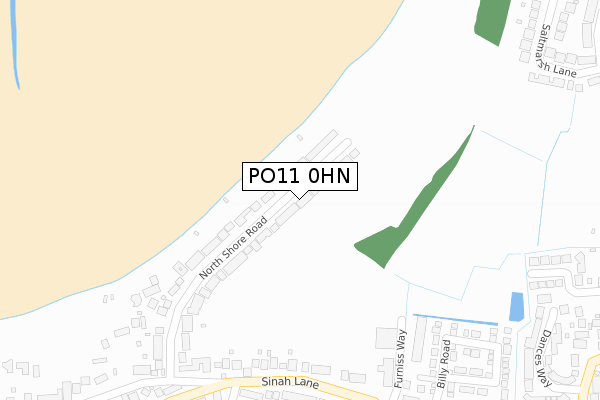 PO11 0HN map - large scale - OS Open Zoomstack (Ordnance Survey)