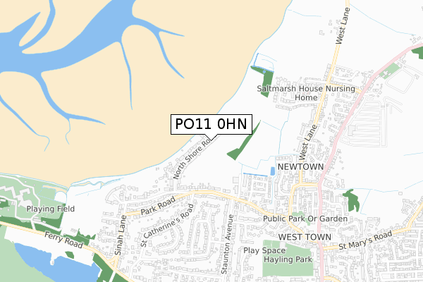 PO11 0HN map - small scale - OS Open Zoomstack (Ordnance Survey)