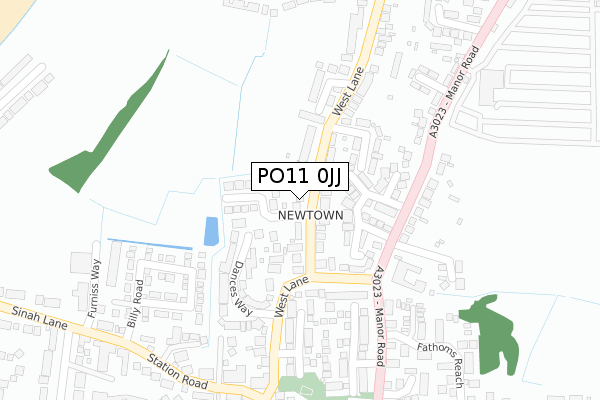 PO11 0JJ map - large scale - OS Open Zoomstack (Ordnance Survey)