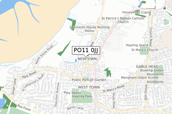 PO11 0JJ map - small scale - OS Open Zoomstack (Ordnance Survey)