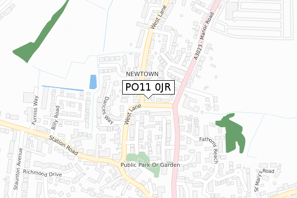 PO11 0JR map - large scale - OS Open Zoomstack (Ordnance Survey)