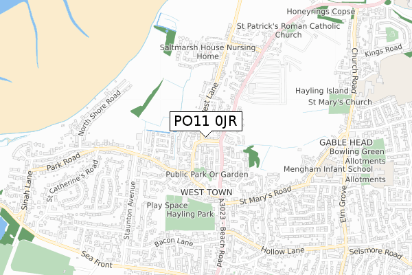PO11 0JR map - small scale - OS Open Zoomstack (Ordnance Survey)