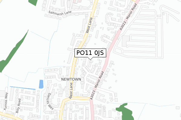 PO11 0JS map - large scale - OS Open Zoomstack (Ordnance Survey)