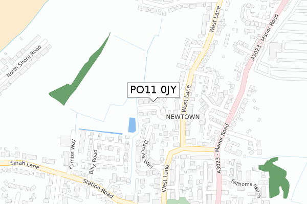 PO11 0JY map - large scale - OS Open Zoomstack (Ordnance Survey)
