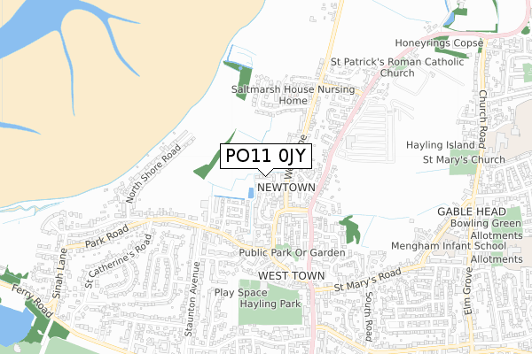 PO11 0JY map - small scale - OS Open Zoomstack (Ordnance Survey)