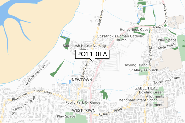 PO11 0LA map - small scale - OS Open Zoomstack (Ordnance Survey)