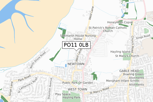 PO11 0LB map - small scale - OS Open Zoomstack (Ordnance Survey)