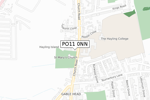 PO11 0NN map - large scale - OS Open Zoomstack (Ordnance Survey)