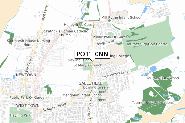 PO11 0NN map - small scale - OS Open Zoomstack (Ordnance Survey)