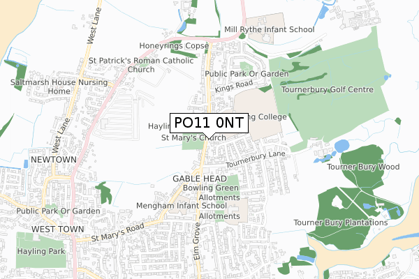 PO11 0NT map - small scale - OS Open Zoomstack (Ordnance Survey)