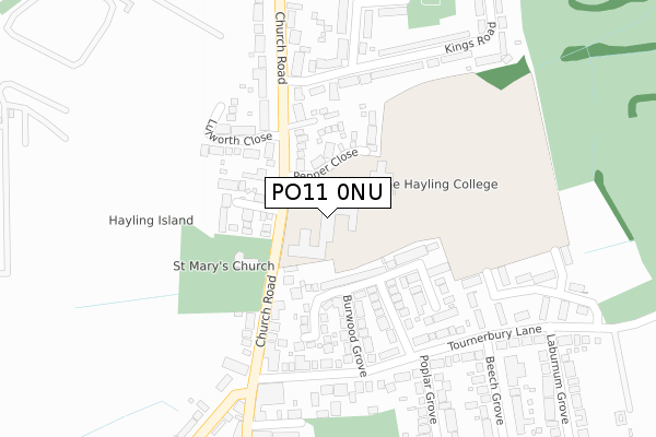 PO11 0NU map - large scale - OS Open Zoomstack (Ordnance Survey)
