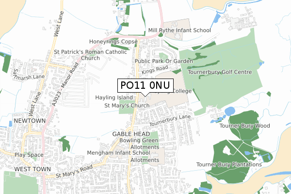 PO11 0NU map - small scale - OS Open Zoomstack (Ordnance Survey)