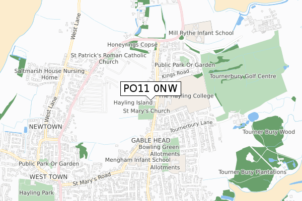 PO11 0NW map - small scale - OS Open Zoomstack (Ordnance Survey)