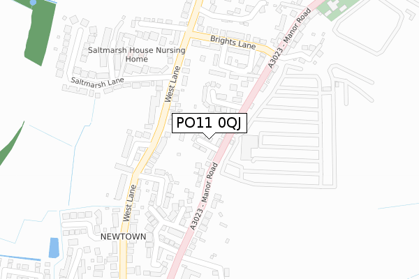 PO11 0QJ map - large scale - OS Open Zoomstack (Ordnance Survey)