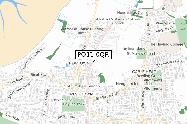 PO11 0QR map - small scale - OS Open Zoomstack (Ordnance Survey)