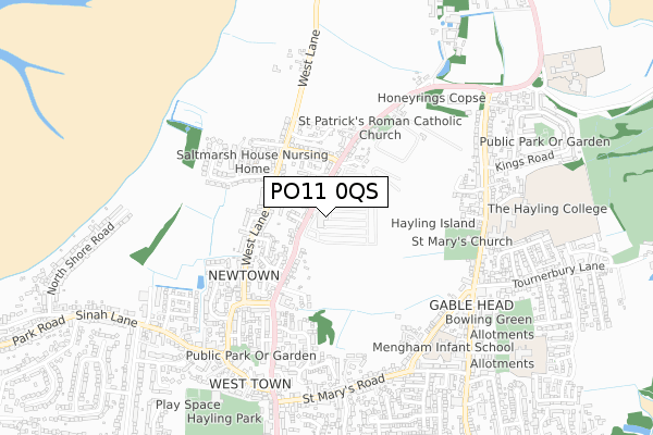 PO11 0QS map - small scale - OS Open Zoomstack (Ordnance Survey)