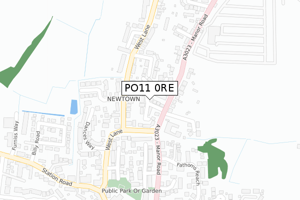 PO11 0RE map - large scale - OS Open Zoomstack (Ordnance Survey)