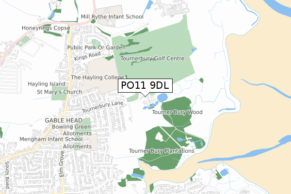 PO11 9DL map - small scale - OS Open Zoomstack (Ordnance Survey)