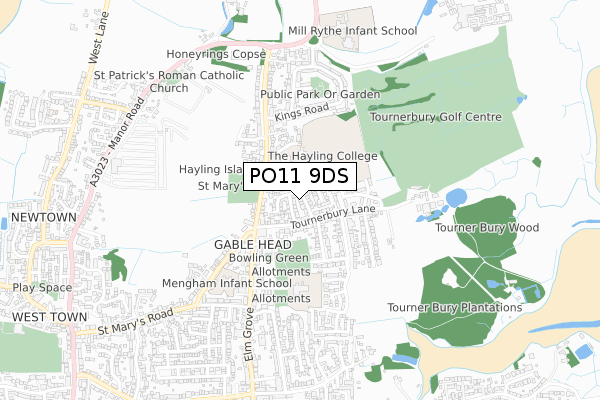 PO11 9DS map - small scale - OS Open Zoomstack (Ordnance Survey)