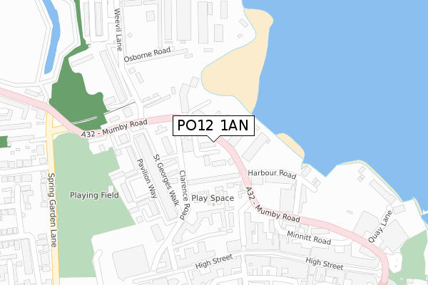 PO12 1AN map - large scale - OS Open Zoomstack (Ordnance Survey)