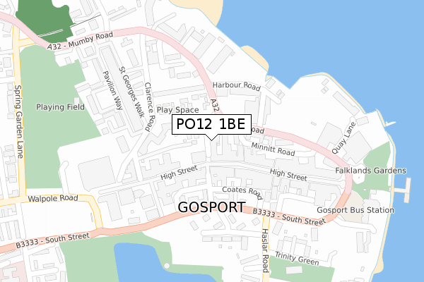 PO12 1BE map - large scale - OS Open Zoomstack (Ordnance Survey)