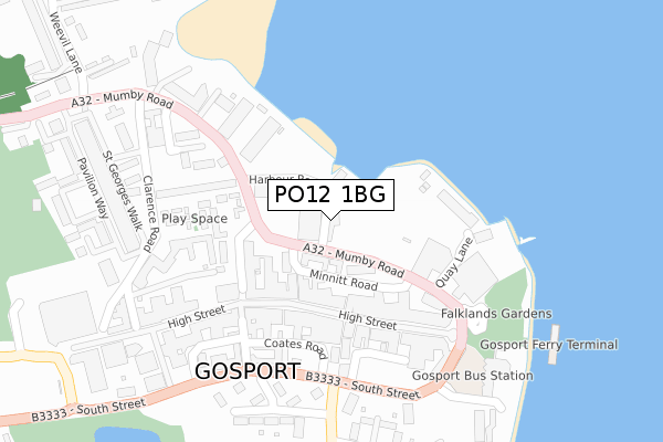 PO12 1BG map - large scale - OS Open Zoomstack (Ordnance Survey)