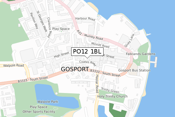 PO12 1BL map - large scale - OS Open Zoomstack (Ordnance Survey)