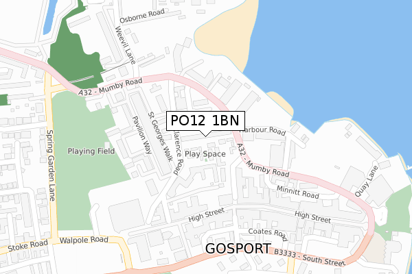 PO12 1BN map - large scale - OS Open Zoomstack (Ordnance Survey)
